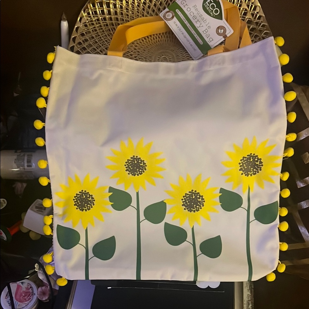 Sunflower Tote Bag with Yellow Accents